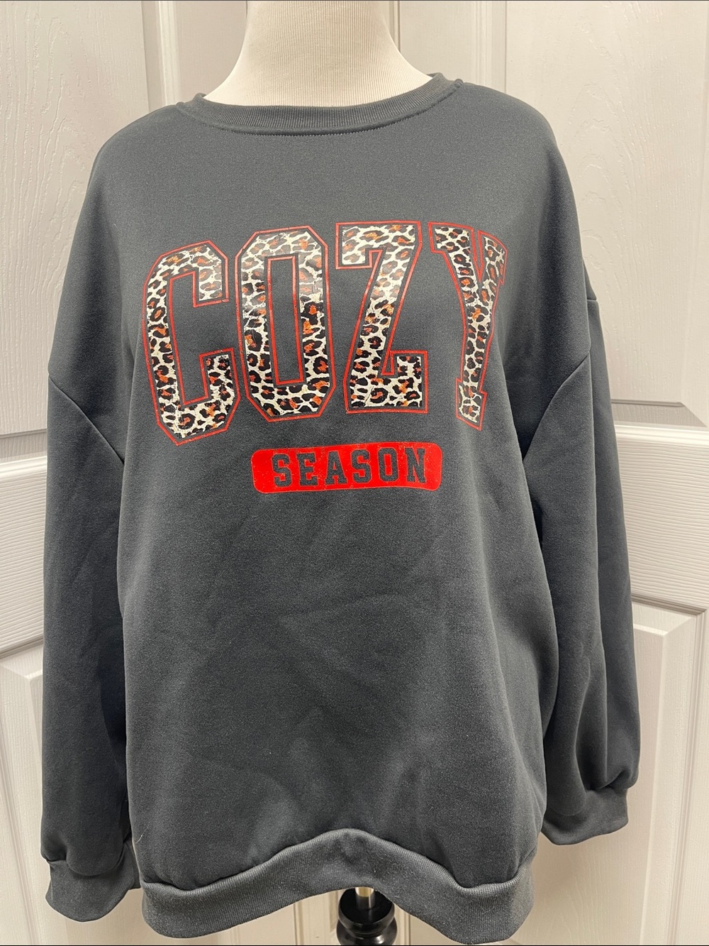 COZY Season Gray Crew Neck Fleece Sweatshirt 4XL